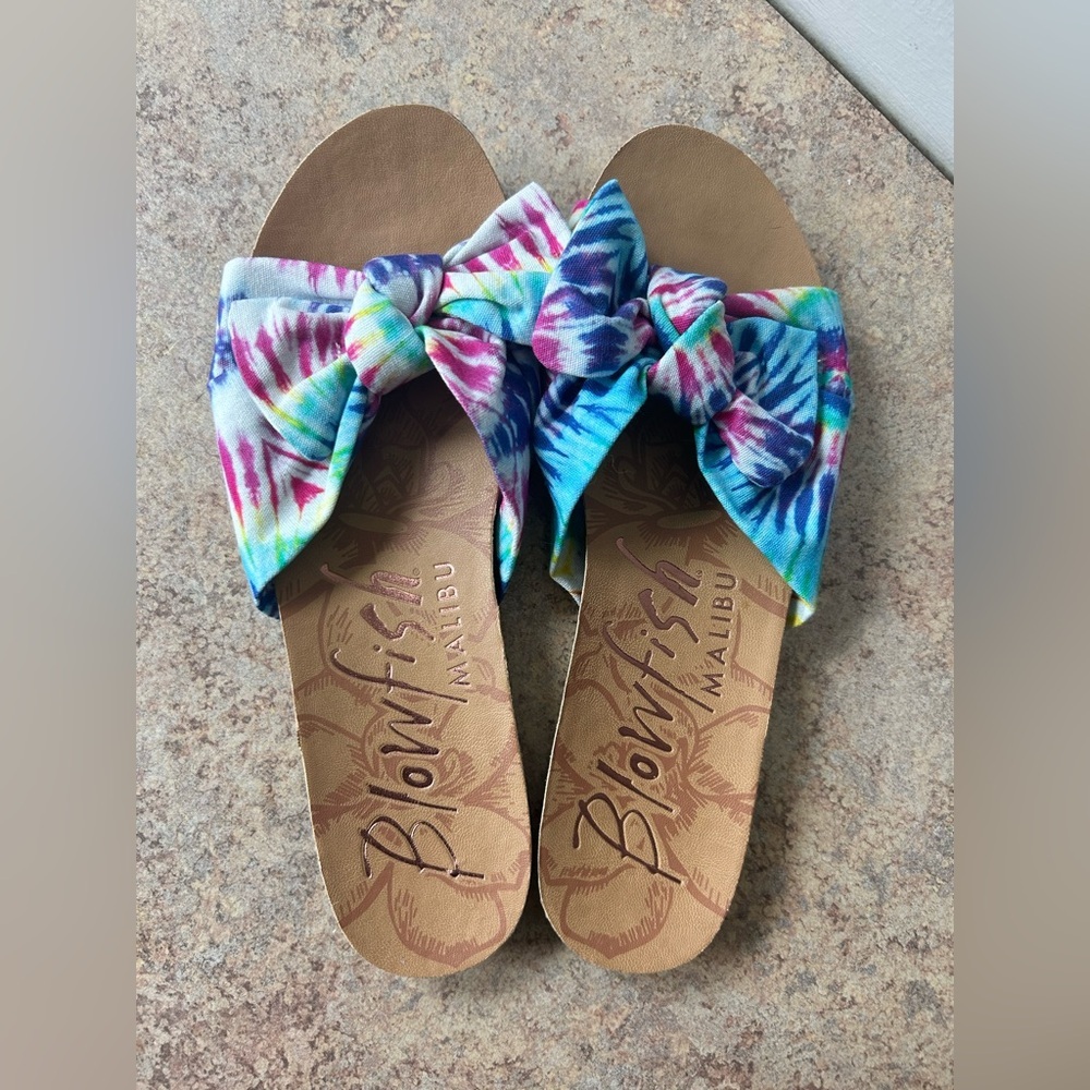 Blowfish Tie-dyed Bow Slip on Flip Flop Sandals size 8 - Picture 4 of 5